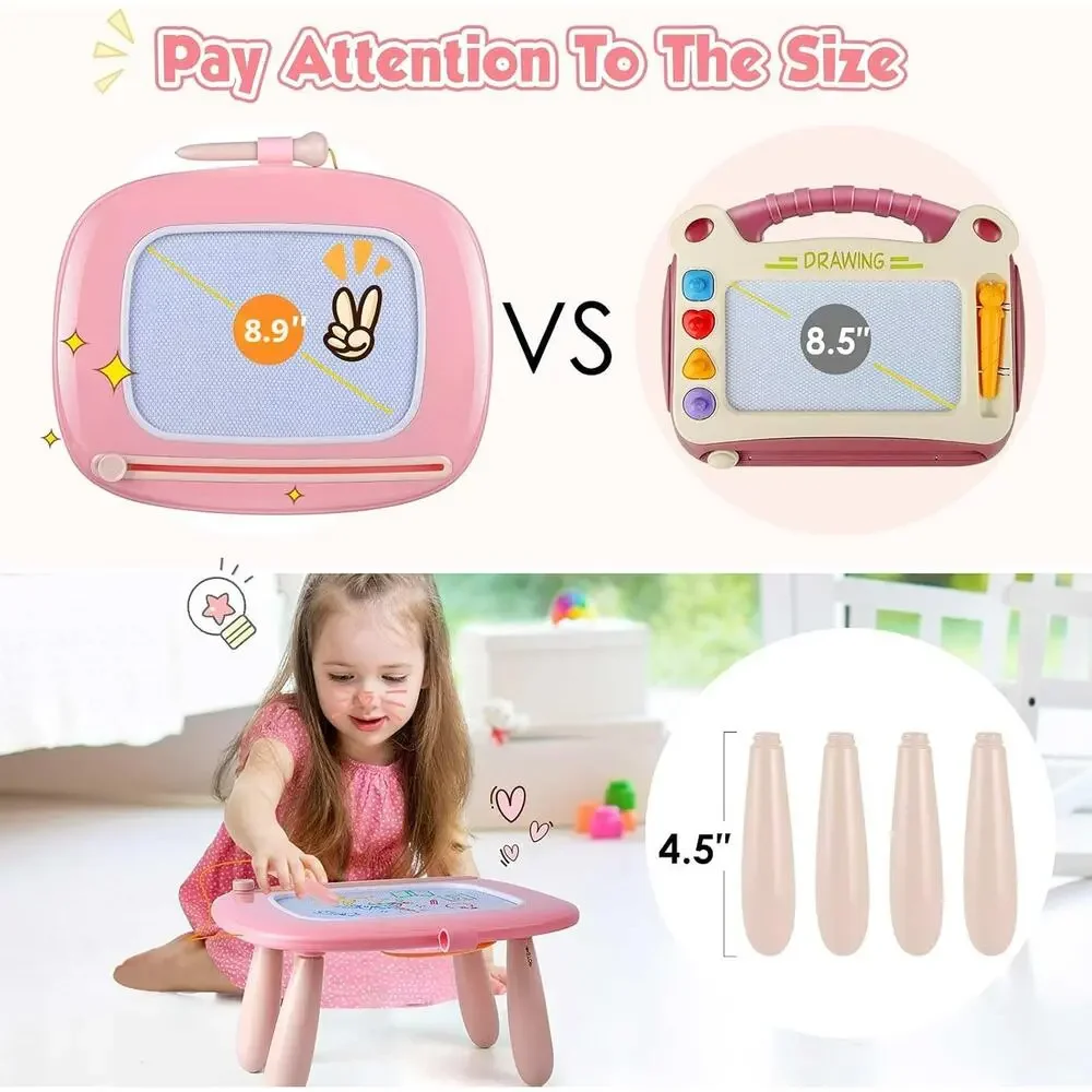 Toddler Magnetic Drawing Board Table Pink 3in1 Doodle Pad Toy Gift Girl